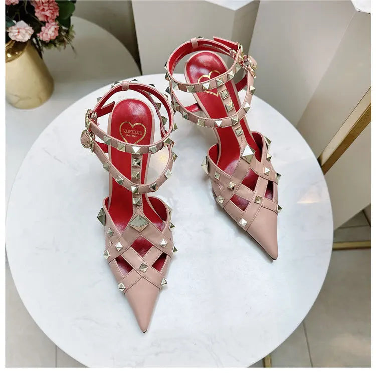 Nuovi Sandali con Tacco Alto e Borchie Primavera/Estate 2026, Sandali a Punta con Tacco Sottile, Scarpe Singole con Borchie platinumshop