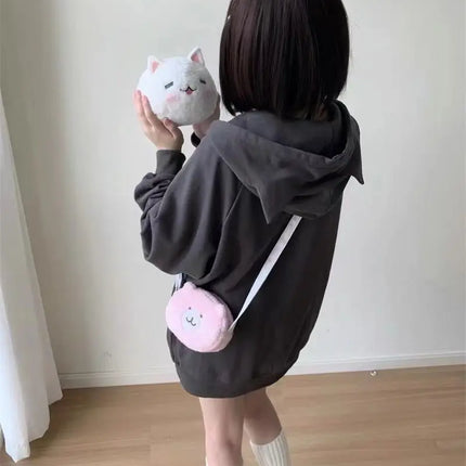 Zipper Hoodie Gothic Cartoon Kawaii Cat Ear Y2k Jacket Zip Up Thin Coat Spring Autumn Cute Core 2000s Clothes Fall Sweatshirts