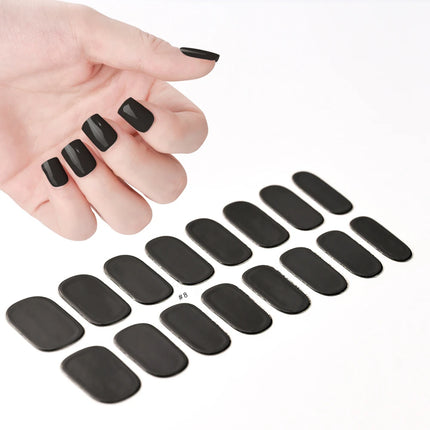 1Sheet Cured Gel Nail Strips Sticker Long-Lasting Nail Polish Strips Wraps Full Cover Gel Nail Art Stickers UV/LED Lamp Required
