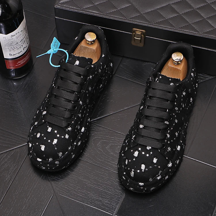New Fashion Men Embroidery Canvas glitter Loafers Mens Casual Oxford Shoes Wedding Groom Driving Homecoming Business Footwear