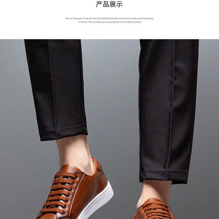 Plus Size 49 Trendy Men Leather Casual Shoes Soft Outdoor Sneakers Comfortable Lightweight Flat Shoes Classic Social Board Shoes