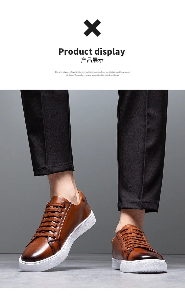 Plus Size 49 Trendy Men Leather Casual Shoes Soft Outdoor Sneakers Comfortable Lightweight Flat Shoes Classic Social Board Shoes