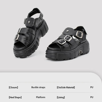 U-DOUBLE 2026 Women's Platform Punk Style Sandals Summer Women's Clip Toe Roman High Heel Slippers