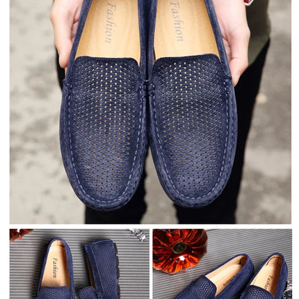 Mocassini da Uomo in Pelle Scamosciata Traspiranti Estivi, Scarpe da Guida di Lusso, Nuove Calzature Casual da Uomo