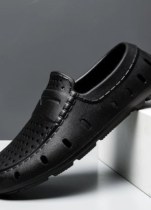 Mocassini Comodi da Uomo in Pelle, Scarpe Antiscivolo da Guida, Sandali Estivi, Zoccoli Casual con Punta Tonda, Scarpe da Lavoro Slip-on