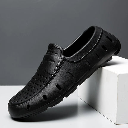 Mocassini Comodi da Uomo in Pelle, Scarpe Antiscivolo da Guida, Sandali Estivi, Zoccoli Casual con Punta Tonda, Scarpe da Lavoro Slip-on