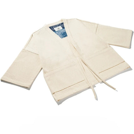 Sports Jacket, Japanese Retro Shirt, Shoulder Length Sportswear, Loose Seven Quarter Sleeves, Solid Color Casual Cardigan