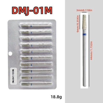 10Pcs/set Diamond Nail Drill Bit Set Nail Diamond Milling Cutter for Manicure 3/32" Burr Electric Nail File Cuticle Remover Tool 2028