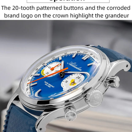 ADDIESDIVE New Men Watch 38mm VK64 Chronograph Fluororubber Luxury Domed Glass BGW9 Luminous 100m Waterproof Quartz Wristwatch
