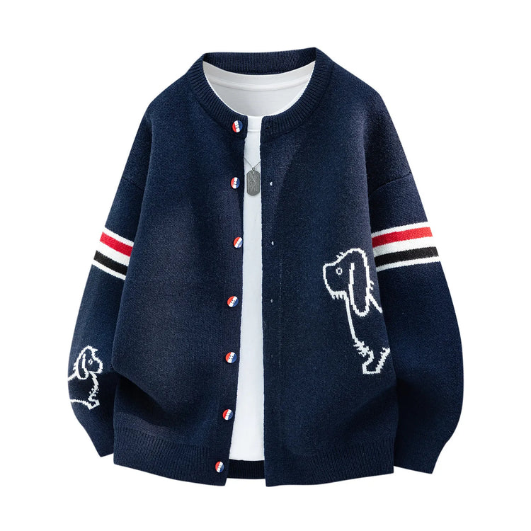 Designer Brand Long Sleeve Knitted Cardigan Men's New Trend Color Blocked Button Design Couple's Casual Warm Round Neck Coat