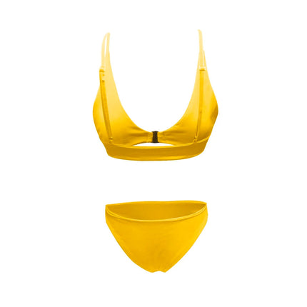 Muslimmuslimlim's Sexy muslimah Fashion tinta unita costumi da bagno donna vita alta Gold Lock Bikini Sexy Beachwear costume da bagno platinumshop