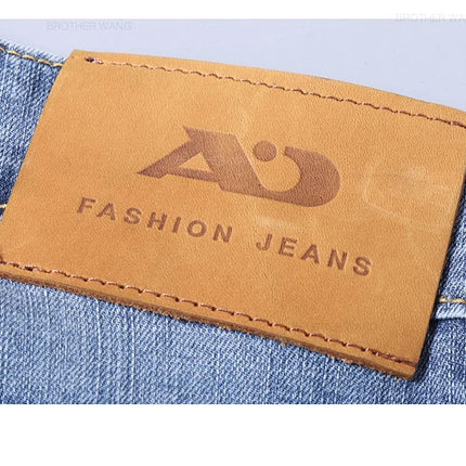 Spring Men's Light Blue Slim Jeans Stylish Casual Stretch Fabric Denim Pants Classic Trousers Smoke Gray