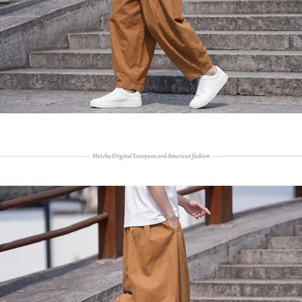 Pantaloni casual da uomo tinta unita primavera estate comodi e alla moda a gamba dritta, pantaloni giapponesi leggeri e sottili Harun a gamba larga