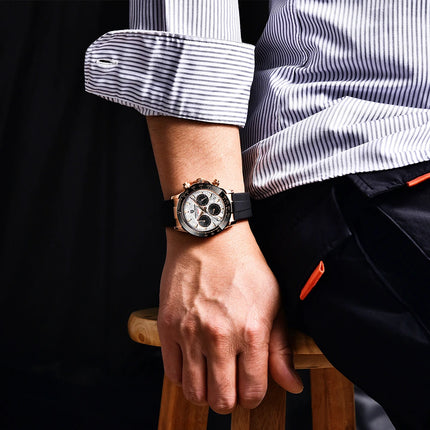 PAGANI DESIGN Nuovo Orologio da Polso al Quarzo da Uomo con Quadrante in Meteorite, Vetro Zaffiro, Cronografo, Impermeabile 100m, in Acciaio Inossidabile
