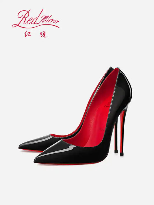 Women heels Black matte High heels trend 2025 elegant woman heeled Luxury Pumps Red Shiny Bottoms Pointed Toe sexy Prom shoes 44