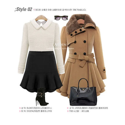 women woolen coat 2026 New fitted mid-length woolen coat double-breasted thickened overcoat + belt women's clothing