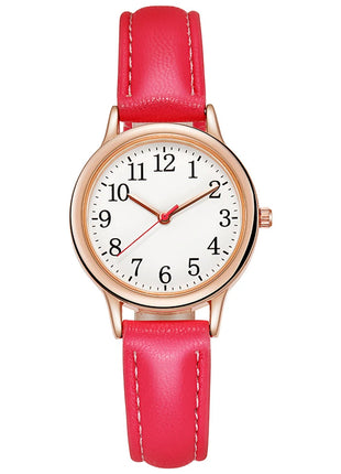 Orologio al quarzo da donna alla moda per il tempo libero, numeri arabi facili da leggere, quadrante semplice, cinturino in pelle PU, colore caramella platinumshop