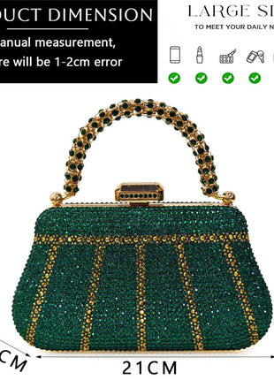 Popular In Nigeria Exquisite Evening Bags With Diamond Design Fashion Handle Clutch Rhinestone Embellished Long Chain Bag PlatiNum