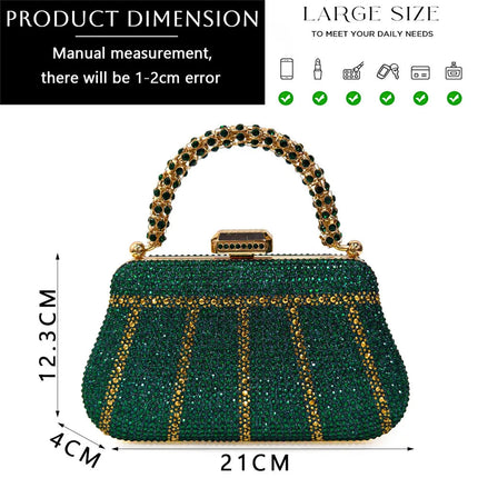 Popular In Nigeria Exquisite Evening Bags With Diamond Design Fashion Handle Clutch Rhinestone Embellished Long Chain Bag PlatiNum