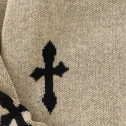 Trendy Street Style Ripped Cross Pattern Pullover Ripped Sweater Casual Crew Neck Knit Men's Pullover