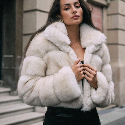 ZADORIN Fashion Cropped Faux Fur Coat Woman Warm Stand Fur Collar Slim Fluffy Fur Jacket Woman Tops Winter Fur Coats Streetwear
