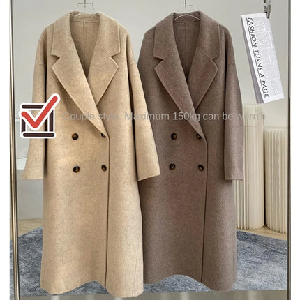 Women And Men Unisex Thicken Warm X-long Alpaca Woolen Overcoat Winter Cashmere Wool Maxi Loose Coat Oversize Cloak Outsize