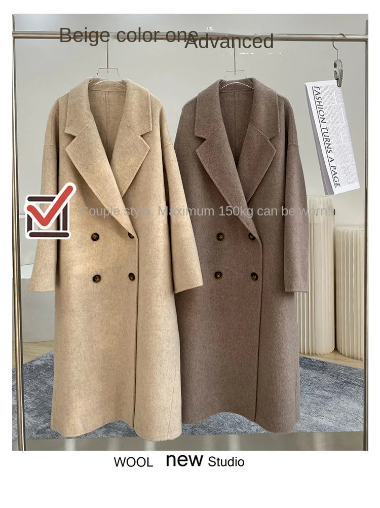 Women And Men Unisex Thicken Warm X-long Alpaca Woolen Overcoat Winter Cashmere Wool Maxi Loose Coat Oversize Cloak Outsize
