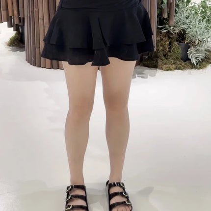 ETJ 2025 Sommer Damen Neue Mode Sexy Hot Girl Stil Rüschen gestapelt Dekoration Rock Hose Kurze Mid-Waist
