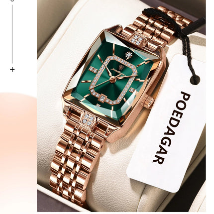 POEDAGAR Orologio da donna di lusso Impermeabile Data Orologio da polso da donna casual di alta qualità Orologio da donna elegante al quarzo in acciaio inossidabile platinumshop