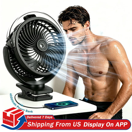 Ventilatore Portatile con Clip e Nebulizzatore da 4000mA 306 °   Ventilatore a spruzzo con impugnatura, supporto a polpo, mini umidificatore ricaricabile, 3 velocità, display digitale, ventilatore da tavolo regolabile