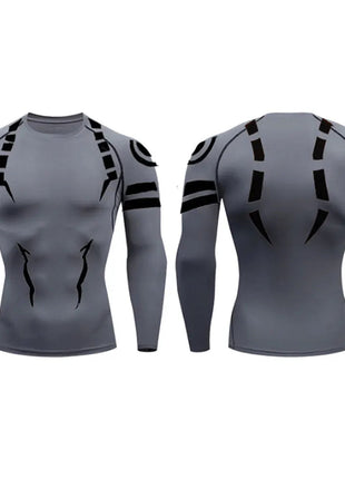 Anime Jujutsu Kaisen Set di compressione Tuta da fitness per uomo Camicia di compressione 3D ad asciugatura rapida + Pantaloncini da palestra Corsa Allenamento Abbigliamento sportivo platinumshop