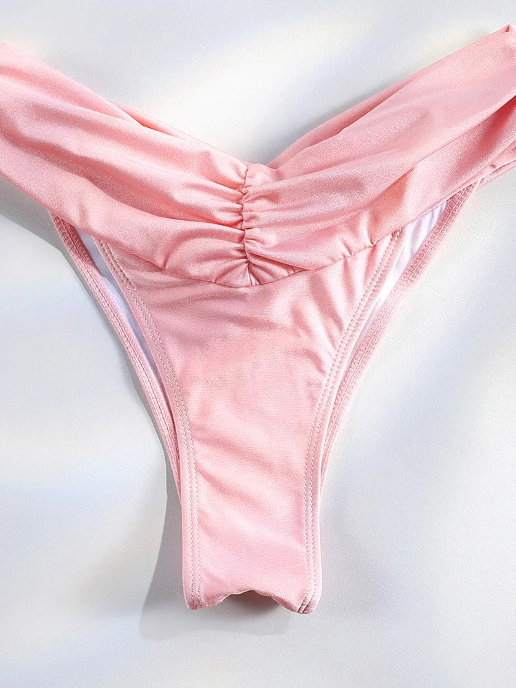 Costume da bagno bikini con pieghe sexy Micro bikini solido Costume da bagno donna Triangolo femminile Costume da bagno da spiaggia platinumshop