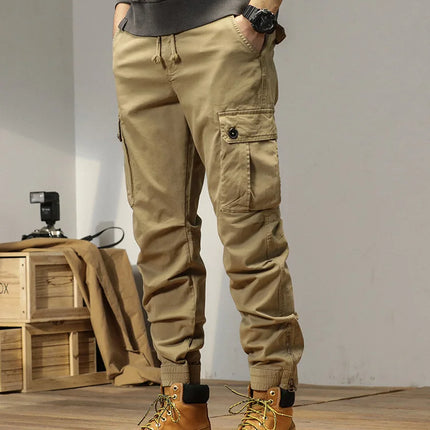 2025 New Multi-Pockets Spring Summer Cargo Pants Men Streetwear Zipper Leg Skinny Work Joggers Cotton Casual Tactical Trousers