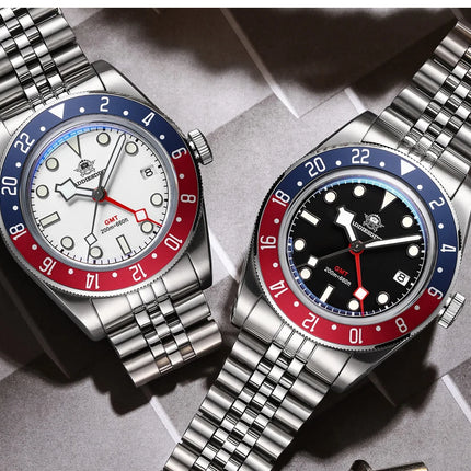 ADDIESDIVE Luxury GMT515-24H Men's Watch Diver 200m Bubble Mirror Glass BGW9 Super Luminous Stainless Steel Men's Analog Watches