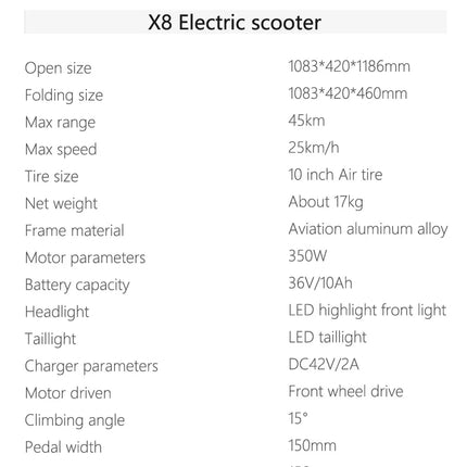 Monopattino Elettrico con Ruote da 10 Pollici, 36V 350W, Capacità 100kg, Autonomia 45km, Pieghevole, per Adulti, Uso Urbano, Portatile, Guida Fluida, Alta Capacità di Carico, Veicolo Elettrico Portatile