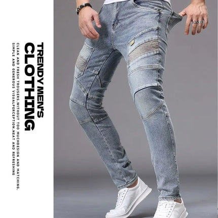 Men's Casual Jeans Vintage Straight Leg Elastic Slim Fit Autumn Winter Sweatpants Trousers Skinny Y2k Jeans Men's Cargo Pants