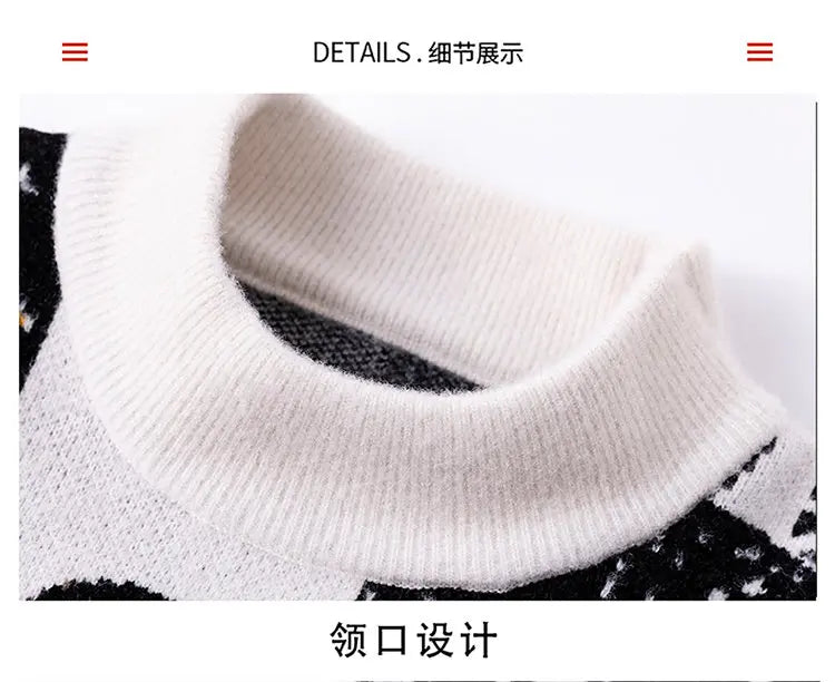 Men's fashion pullovers 2025 men winter Sweaters mens warm sweater O-neck custom pattern men sweaters autumn men size M-3XL