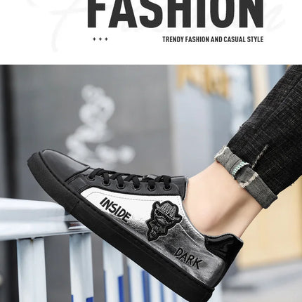 Men Casual Shoes Patent Leather Flats Skate Men Cool Driving Shoes Male Walking Shoes Sneakers Dress Trend the Latest Leisure