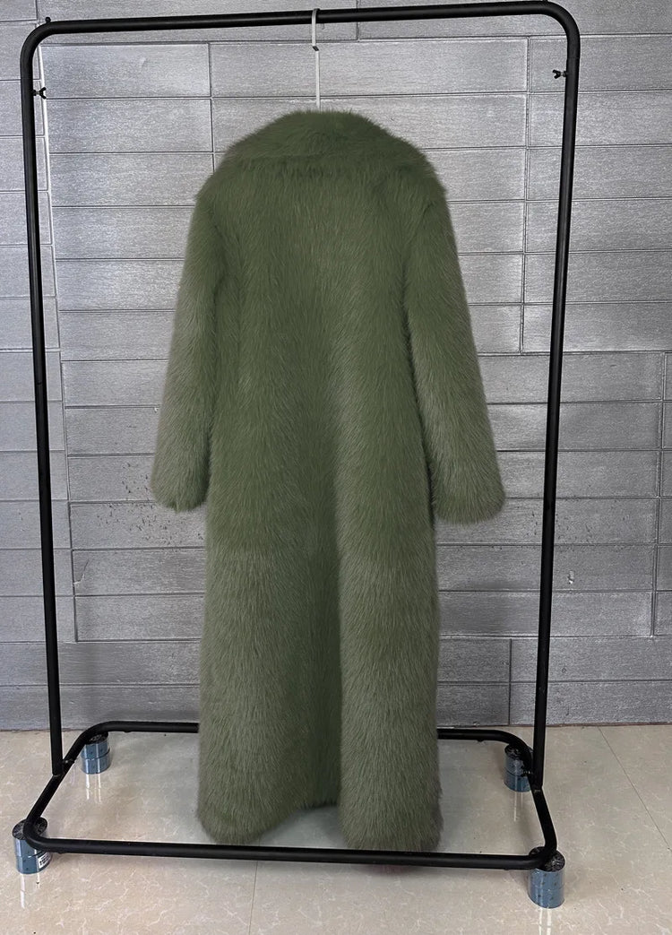 ZADORIN 130cm Super Long Fluffy Faux Fur Coat Woman Jacket Winter Lapel Thicken White Faux Fur Coats Jacket for Women Outerwears