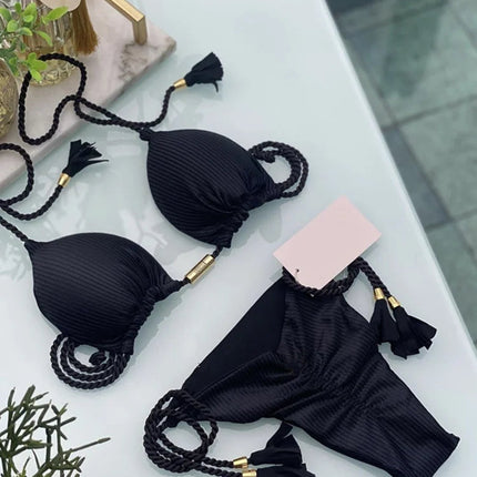 Nuovo Bikini da Donna Multicolore con Triangolo e Laccetti sulla Schiena platinumshop