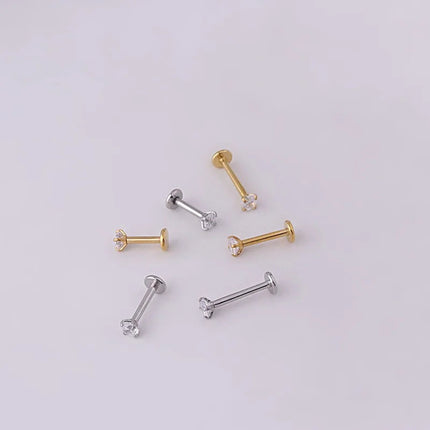 Orecchini a bottone per trago penetrante in acciaio inossidabile da 2 pezzi, orecchino per cartilagine elicoidale con labret di cristallo piccolo per gioielli per il corpo delle donne platinumshop