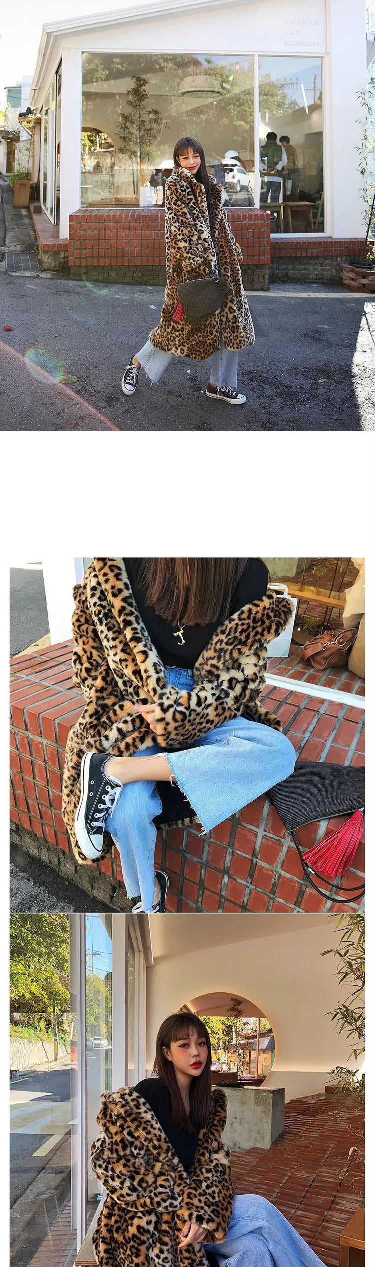ZADORIN Winter Long Fluffy Leopard Print Jacket Women Lapel Warm Faux Fur Coat Women Korean Fashion Loose Fur Jacket Outerwears