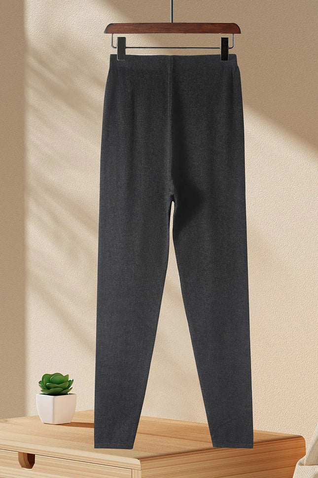 Wool Knitted Women Leggings 2024 Autumn Winter Elastic High Waist Casual Soft Warm Comfortable Trousers Ankle-Length Solid Pants PlatiNum
