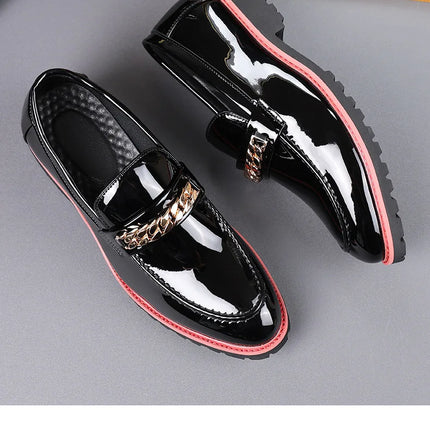 Scarpe da Uomo Trendy, Mocassini di Design con Catena Metallica, Scarpe Eleganti da Lavoro, Nuove Scarpe Casual in Pelle Slip-on, Scarpe da Cerimonia
