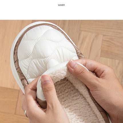 Evshine Women's Winter Furry Slippers Soft Thick Sole Indoor Plush Slides Waterproof Fluffy Shoes Warm Fur House Cotton Slippers