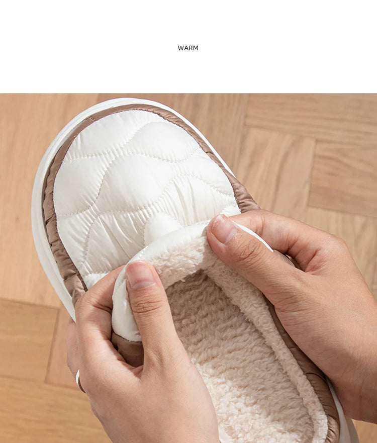 Evshine Women's Winter Furry Slippers Soft Thick Sole Indoor Plush Slides Waterproof Fluffy Shoes Warm Fur House Cotton Slippers