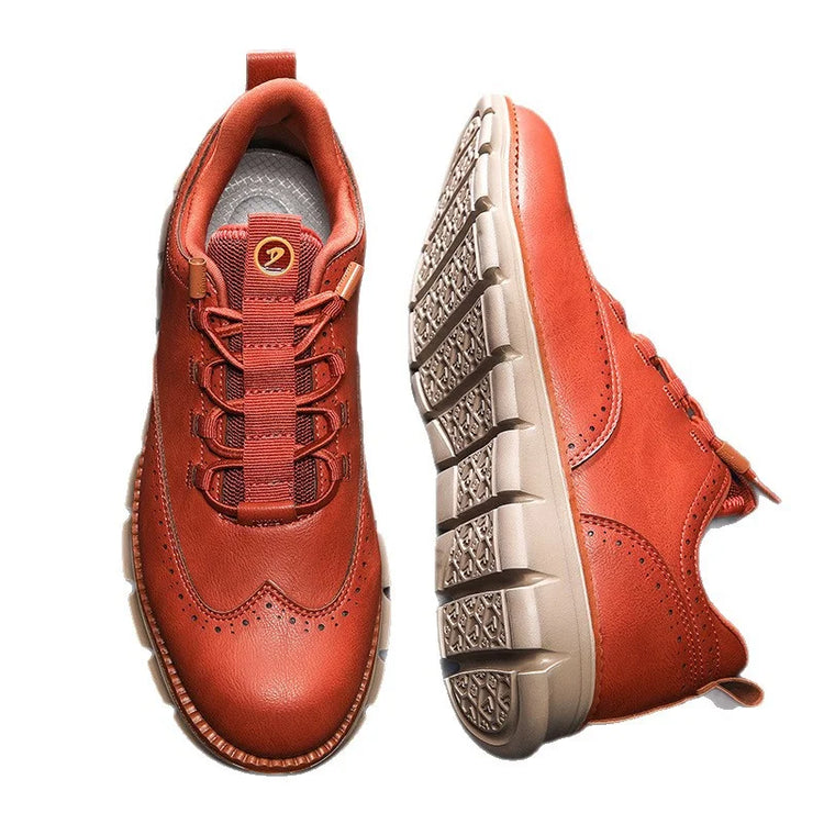 Men's Leather Casual Oxford Shoes, Breathable Anti-Slip Soft Sole Fashion Sneakers for Business Walking and Daily Wear