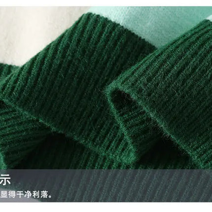 Autumn Winter Warm Mens Knitted Sweaters Fashion Patchwork O Neck Knit Pullovers Korean Streetwear Pullover Casual Mens Clothing