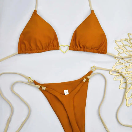 Nuovo costume da donna bikini bianco tinta unita costume da bagno alla moda con lacci a vita bassa set da due pezzi platinumshop