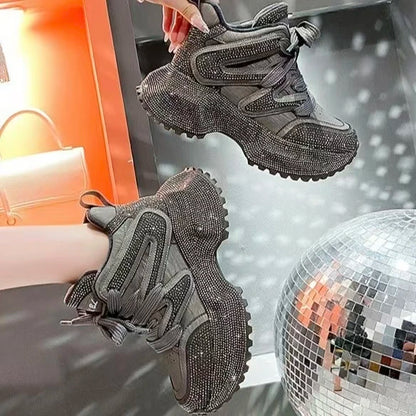 7.5cm Height Increase Autumn and Winter Thick Soled Women's Sports Shoes 2026 New Casual Walking Sneakers Ladies' Dad Shoes